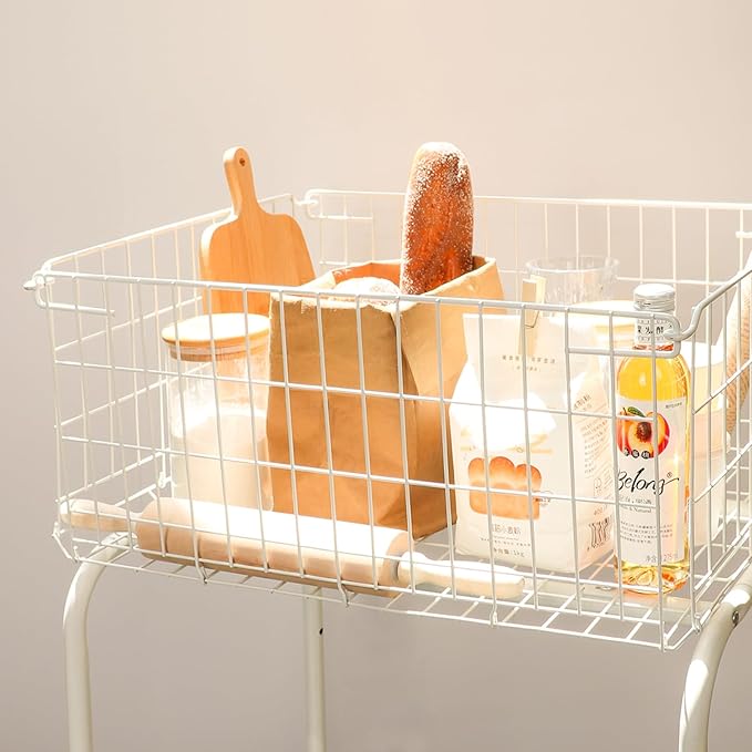 31" tall hennze one layer rolling wire laundry basket,easy moved wire laundry cart for clothes,pants laundry. children toys organization cart,metal cart with metal frame,enlarge the storage (white)