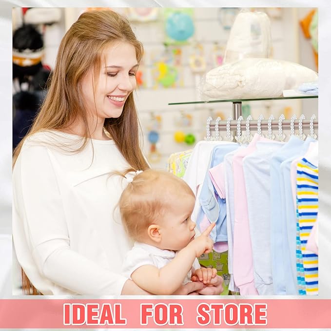 Threan White 6 Pcs Pearl Beaded Clothes Hanger Mini Pearl Beads Small Metal Clothes Hangers with Ribbon Standard for Kids Baby Children Pet Dog