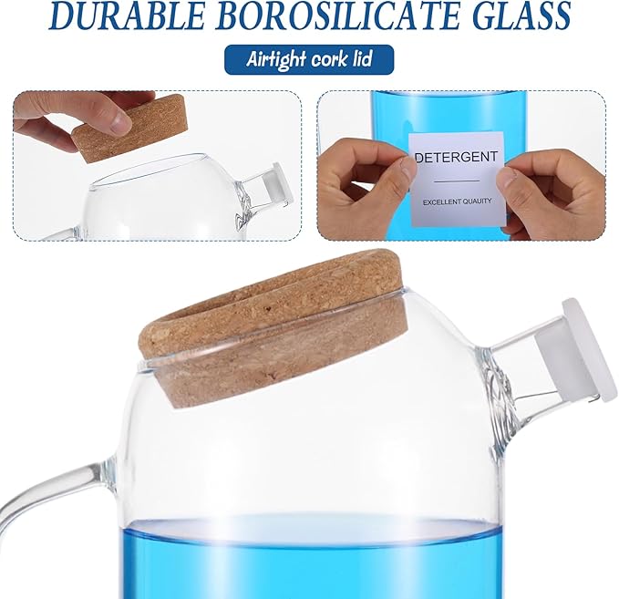 2 Sets Liquid Laundry Detergent Dispenser with Lables, 60oz Glass Laundry Detergent Dispenser, Ideal for Laundry Room Organization and Storage, for Bleach, Fabric Softener, Laundry Soap Dispensers
