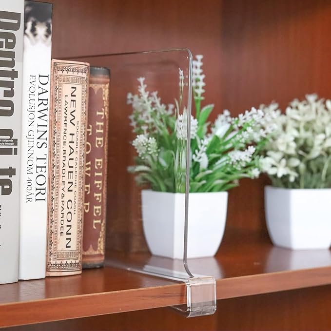 Acrylic Shelf Dividers for Closet Organization, Closet Shelf Organizer Closet Separator for Wood Shelves Clear Shelf Dividers for Closets (6 Pack)