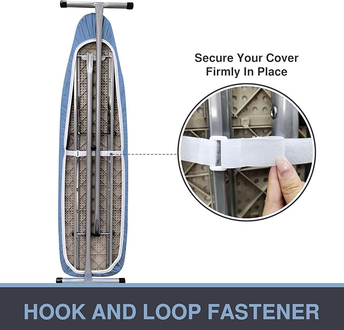 Ironing Board Cover and Pad 18x49, Extra Wide, Thick Padding, Elastic Edge, Silicone Coated, Resist Scorching, Heavy Duty Iron Board Covers (Silicone Coating-Blue, 18" x 49")