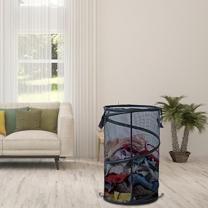 Collapsible Laundry Baskets,Laundry Basket,Laundry Hamper,Foldable Laundry Basket,Laundry Basket Collapsible,Dirty Clothes Hamper,Clothes Hamper,Mesh Laundry Basket (Black)