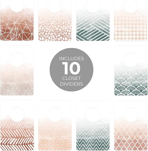 Write On Watercolor Ombre Clothing Dividers / 10 Patterned Double Sided Closet Separators / 4" x 6" DIY Clothing Rack Dividers / 10 Geometric Designs/Made In The USA