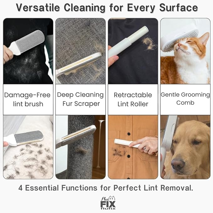 SufurLint 4 in 1 Multi - Pet Hair Lint Roller Brush - Lint Removers - Cat Hair Removal, Dog Hair Remover - Reusable lint Roller - lint Remover for Clothes - lint Roller for Clothes