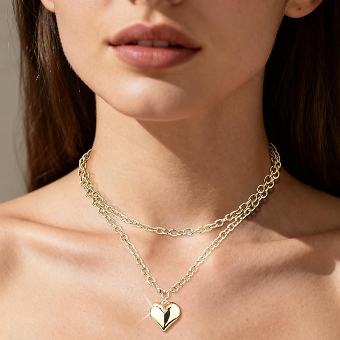 Chunky Gold Necklace for Women Gold Evil Eye Cowboy Pendant Necklace Dainty Paperclip Chain Vintage Luck Amulet Choker Necklaces Celestial Jewelry Gift