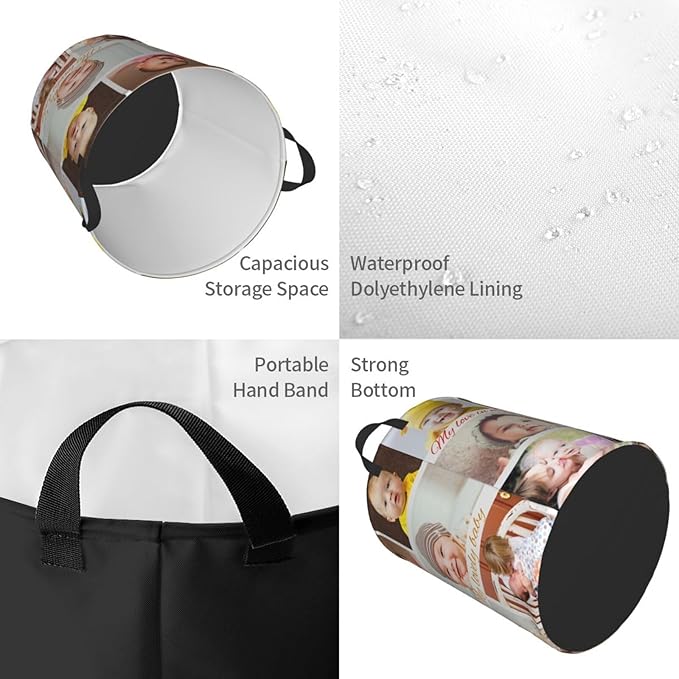 Custom Laundry Basket,Personalized Laundry Hamper With Photo Name,Customized Dirty Clothes Hamper With Handle,Collapsible Storage Basket For Bathroom Living Room Bedroom