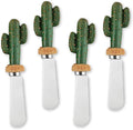 Supreme Housewares Saguaro Cactus Cheese Spreaders, Hand-Painted Resin Handles with Stainless Steel Blades for Spreading Cream Cheese, Butter, Jam, or Sandwich, Set of 4