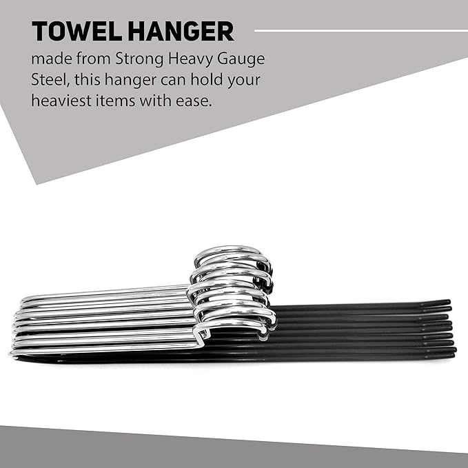 BuyDBest Stainless Steel Heavy Duty Hangers Set of 9 for Blankets and Towels Closet or Bathroom Storage Hangers Heavy Duty Metal Over The Rod Holder for Throws Sheets and Linens