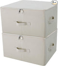 iwill CREATE PRO Collapsible Rigid Storage Bins with Lid, Shelves Clothes Storage Cubes, Tide Up Your Wardrobe, Beige, Set of 2
