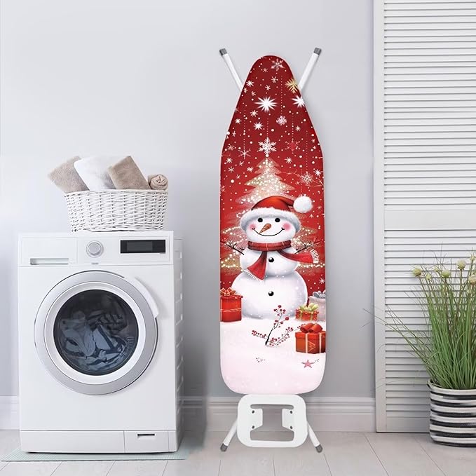 Snowman 15x54 Ironing Board Cover and Pad Elastic Edge Applicable Standard Size Iron Board Cover, Stain Resistant Ironing Mat Home Ironing Accessories