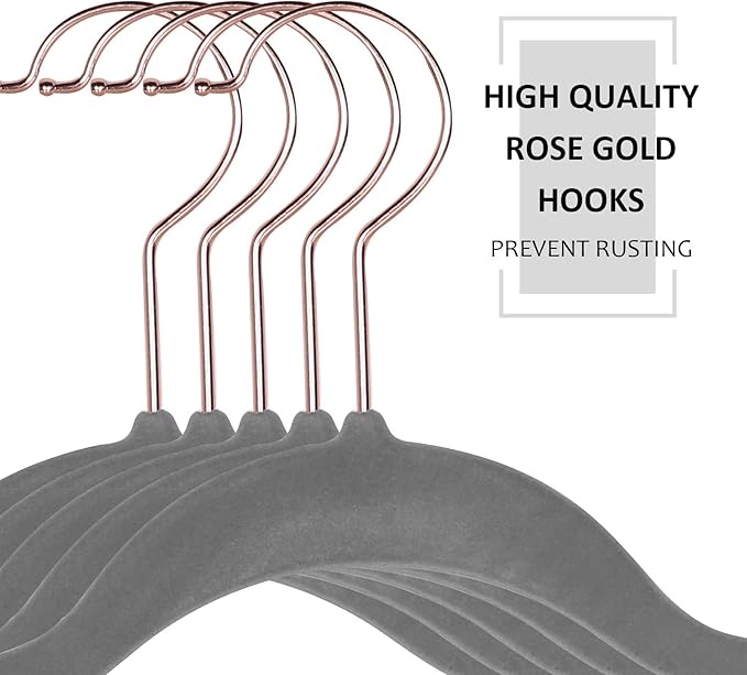 VECELO Premium Velvet Clothes Hangers Suit Heavy Duty (100 Pack)-Non Slip & Space-Saving with 12 Finger Clips & 2Tie Rack Excellent for Men and Women,Gray