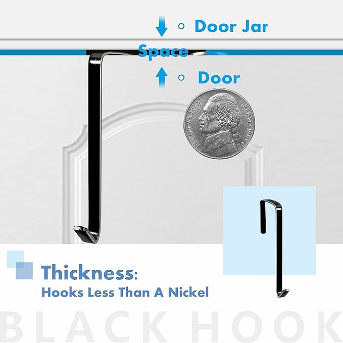 Vantasii 10 Pack Over The Door Hook, Sturdy Single Metal Over Door Hanger Electroplate Metal Hook for Hanging, Towels, Clothes, Bags, Cubicle, Bathroom Use (Black)
