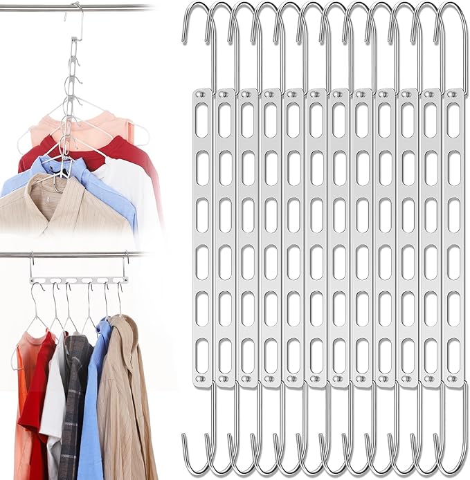 16pcs Space Saving Hangers for Clothes Metal Hangers Closet Space Saver Hanger Metal Hanger Organizer Rack Closet Organizers and Storage Dorm Room Essentials