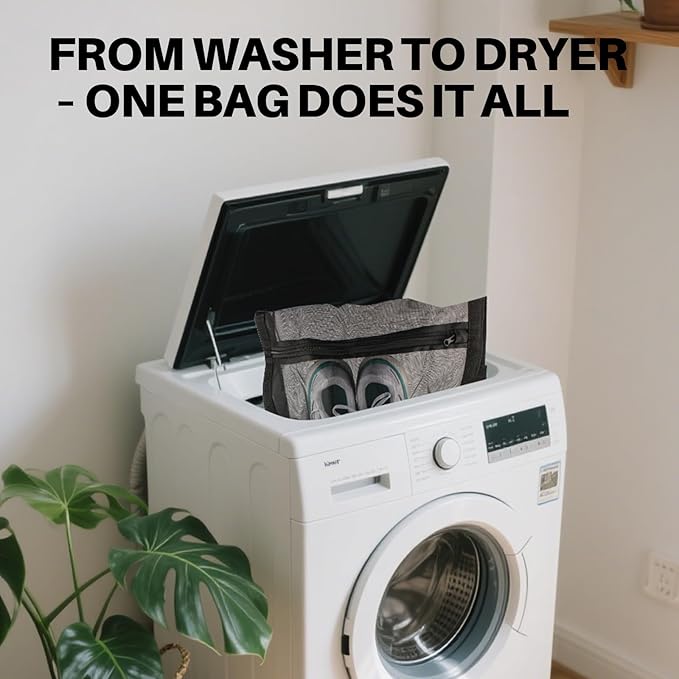 Shoe Dryer Bag: Laundry Bags Mesh Wash Bags - Laundry Shoes Bag For Washer And Dryers - Sneaker Dryers Bag - Door Shoe Net With Elastic Straps 15.7" X 15.7" Black(1 Pack)