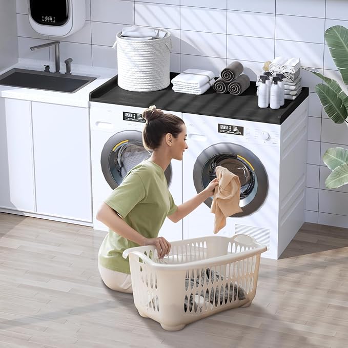 Sundale HDPE Washer Dryer Countertop, No-Installation Laundry Topper for Washer and Dryer, Waterproof Odorless Countertop for Laundry Room Storage, 27.5" x 54" (Black)