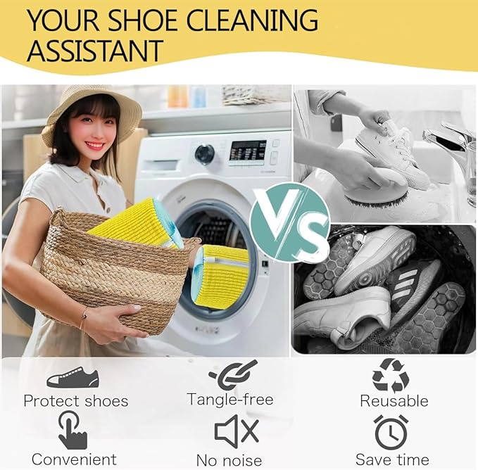 Shoe Washing Machine Bag, Laundry Shoe Bag for Washer and Dryer, Reusable Shoe Cleaning Bag for Sneakers, Tennis Shoes, With Self-locking Zipper, Microfiber Inside, Include Shoes Storage Bag