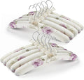 GLCON Anti Slip Satin Padded Clothes Hangers for Women Foam Sweater Hangers - Fancy Thick Padded Coat Hanger No Bump Floral Canvas Cover for Adult, Bridesmaid, Wedding Gown Closet (Pack of 10)