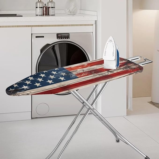 American Flag Scratches-Proof Cover Fits Standard Size Ironing Boards Heat Reflective Anti-Dirty Ironing Board Cover with 3 Hooks and Loops for 15 x 54 Boards Decor