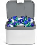 Skywin TidyFriend Laundry Pods Container with Push Up Lid, 10" x 7.4" x 6.7", Airtight Storage Keeps Pods Fresh, Laundry Detergent Container & Dishwasher Pod Holder (Grey)