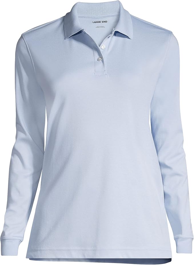Lands' End School Uniform Kids Long Sleeve Interlock Polo Shirt