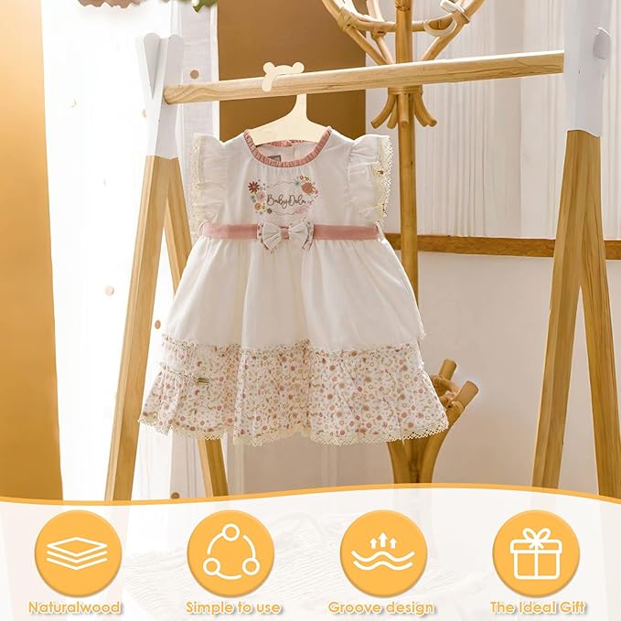 20Pcs Kids Wooden Hanger Wooden Baby Hanger Mini Toddler Children Clothes Hanger Cute Girl Boy Hanger Toddler Infant Hanger for Baby Jacket Skirt Sweater (Bear)