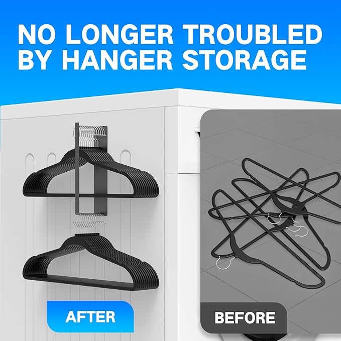 Powerful Magnetic Hanger Organizer Stacker- Easy Install for Dryer and Washer, Space Saving Hanger Holder for Your Laundry Room, Durable Premium Metal Material Hanger Stand, Black
