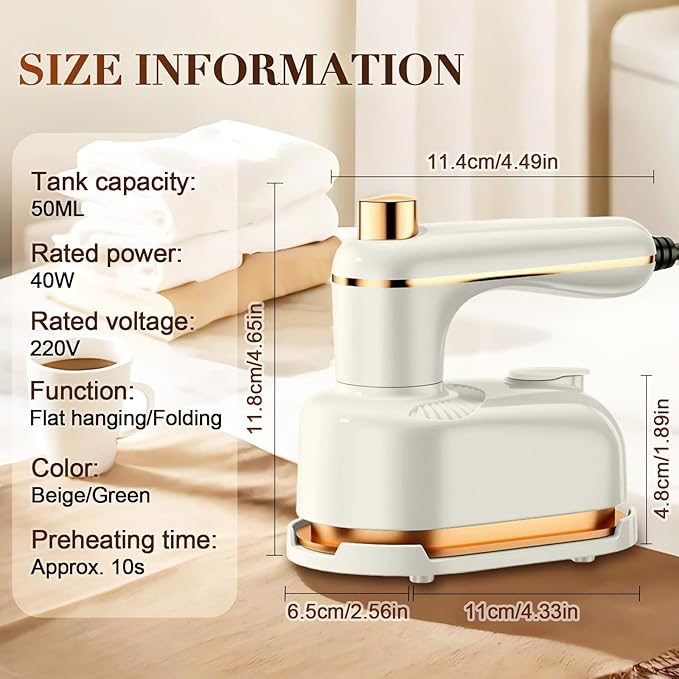 2025 Vacuum Steamer for Clothes, Portable Steam lron Fast 5-Second Heat Up Steaming Ironing, Upgrade Mini Iron for College Dorm Home Mini Travel Iron for Clothes (White)