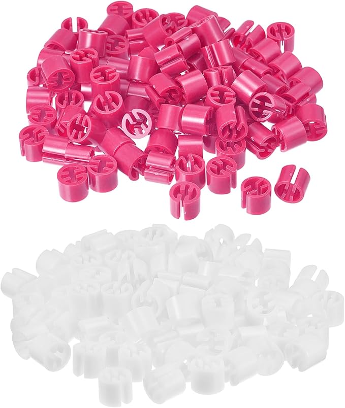 uxcell 300pcs Clothes Hanger Markers Blank Tags, Fit 3.5mm Rod Garment Size Hanger Clips Garment Color Coding Label for Clothing Hangers, Rose Red + White