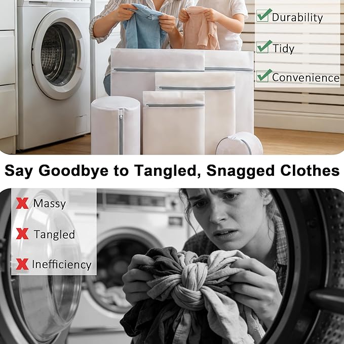 Mesh Laundry Bags 6 Packes Set Reusable Wash Bags for Delicates Foldable Breathable Laundry Bag for Home and Travel