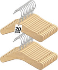 Baby Wooden Hangers 20 Pack,9.4 Inch Natural Wood Toddlers Hangers,Infant & Toddler Clothes Hangers, Small Children Kids Hanger with 360°Swivel Hook
