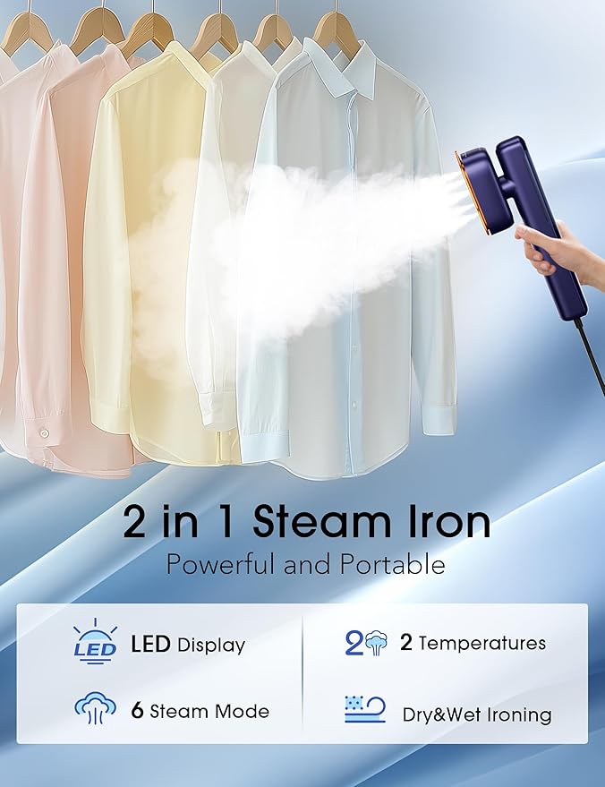 Sundu Steam Iron for Clothes with Rapid Heating Ceramic Coated Soleplate, 1500W with Precise Thermostat Dial, Self-Cleaning, Auto-Off, 15.21oz Water Tank for Home Clothes Ironing Use