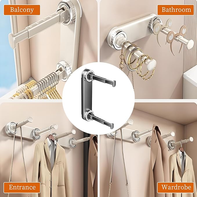 Hanger Organizer Stacker, 2pc, with Suction Cup, Hangers Storage, Two-Tier Suction Hanger Organizer, No-Drill Easy Mount, not Include Hangers (Grey)