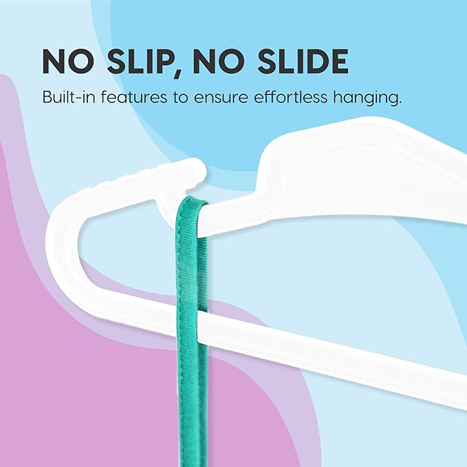 IRIS USA Extra Small Hangers 50 Pack, 11.87" W x 6.75" H, Clothes Hangers with Shoulder Grooves, S- Shaped Design, for Shirt Dress, Durable Flexible, Space Saving Laundry Room Closet Organizer, White