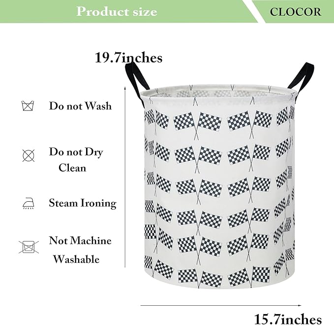 CLOCOR Kids Laundry Basket,Waterproof Baby Boys Nursery Hamper,Collapsible Fabric Storage Container,Toys Bin,Room Decor,Gift Basket（Racing