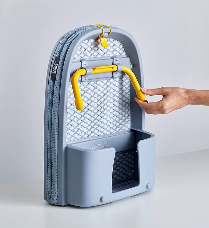 Joseph Joseph Pocket Folding Tabletop Ironing Board with Iron Holder and Wall Mount, Compact Space-Saving, Grey/Yellow