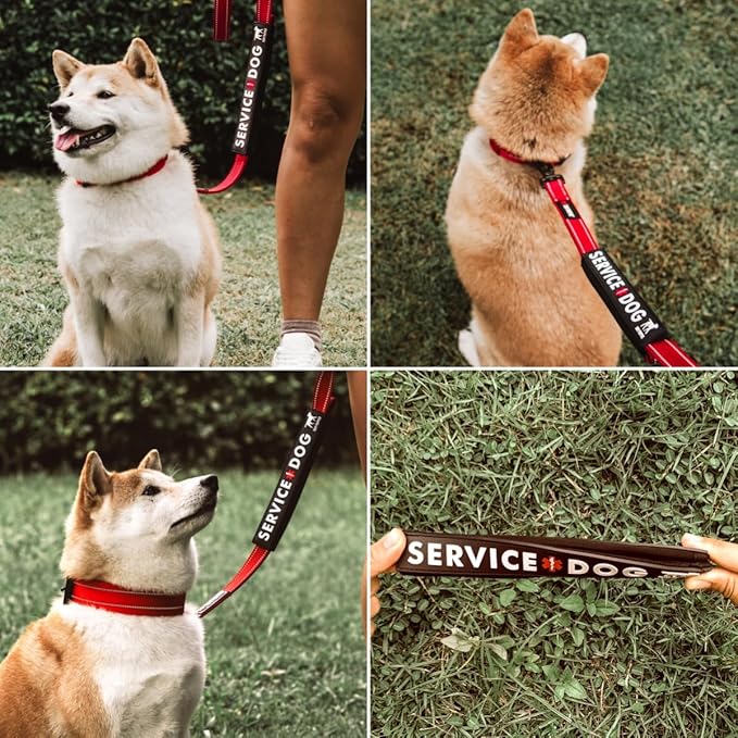 Tuff Pupper Waterproof Leash Sleeve | Fits Any Standard Size 1 Inch Wide Leash | Dual Sided Message | Durable Neoprene & Silicone | Odor & Stink Proof | Easy Secure On & Off (1 Pack, Service Dog)