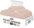 LDC Pink Velvet Hangers 50 Pack - Premium Non-Slip Clothes Coat Pants Felt Hanger for Closet - Heavy Duty Space Saving 360° Swivel Hook Hangars - Pink