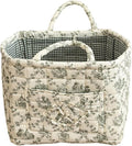 Quilted Laundry Basket Floral Storage Basket Cute Fabric Laundry Baskets Large Boho Foldable Nursery Hamper (Floral06)
