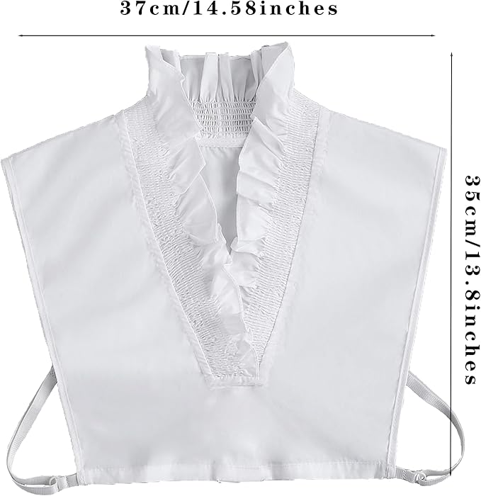 Victoria Cotton Shirts Elegant Ruffle Collar V Neck Dickey Mock Turtleneck Faux Collars for Women Girls