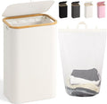 100L Laundry Hamper with Lid, Large Laundry Basket with Bamboo Handles, Clothes Hampers for Laundry with Removable Bag, Dirty Clothes Hampers for Bedroom Aesthetic, Beige