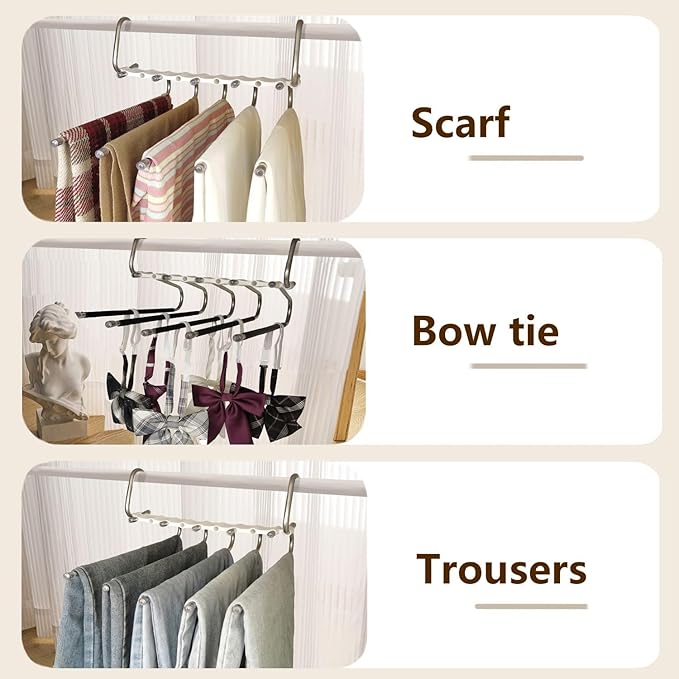 4packs Pants Hangers Space Saving Metal Closet Organizer,Clothes Pant Jean Hangers,Anti-Slip Design,Closet Organizers and Storage for Skirts Scarf Legging
