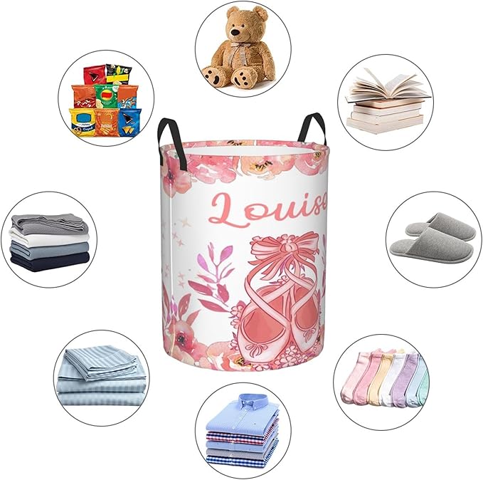 Personalized Dance Laundry Basket For Baby Kids Boys Girls Adult Custom Hamper Basket With Name For Bathroom Bedrooms Collapsible Baby Laundry Basket, Dirty Clothes Hamper With Handles