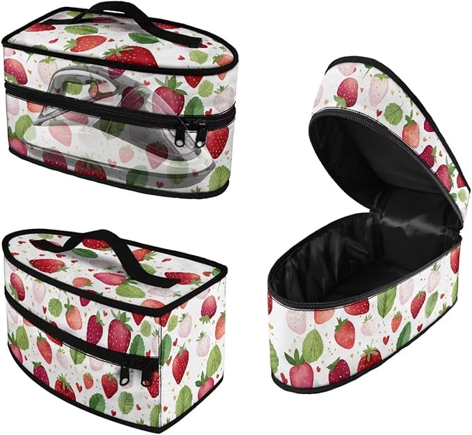 Strawberry Heart Print Steam Iron Case Travel Iron Organizer Handheld Steamer Holder with Handle Waterproof Travel Accessories, Case Only