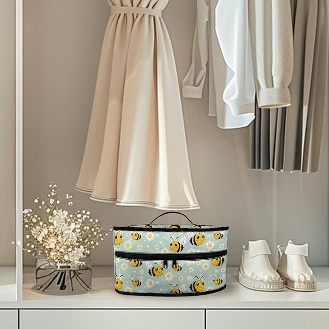 Rchsmod Daisy Bee Print Steam Iron Case Portable Iron Storage Holder Zippered Travel Steamer Bag Carrier Bag with Handle Iron Accessories, Case Only