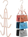 ZEDODIER Purse Hanger Organizer for Closet, 2 Pack Hanging Bag Holder, Keeping Purses Visible and in Good Condition, Metal Handbag Storage Hook Backpack Rack Space Saving Hanger, Rose Gold