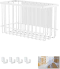 Magnetic Basket Kitchen Refrigerator Organizer Foil and Plastic Wrap Organizer for Fridge Heavy Duty Metal Storage (10.25" L x 3.2" W x 6" H, White)