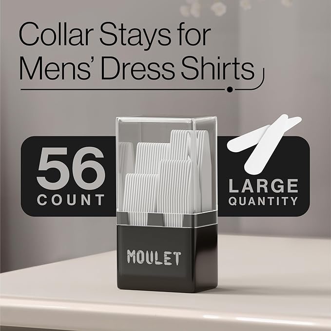 Collar Stays - 56-Piece Set in 4 Sizes with Precision Case – Gift for Sharp-Dressed Men
