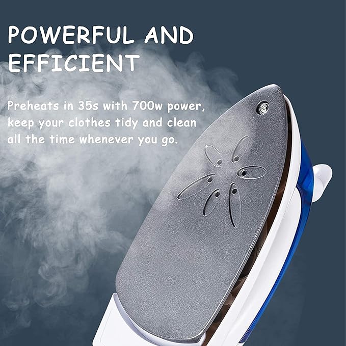 Portable Mini Steam Iron - Handheld Folding Flat Iron for Clothes, Non Stick Sole Plate, Temperature Control, Small Size for Home Travel