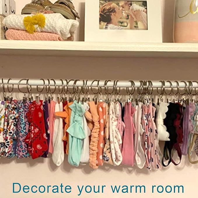 40 Pack Bronze Curtain Rings with Clips, Curtain Hooks Hangers Clip Rings for Hanging Drapes Bows Hat, Drapery Rings 1.77 in I D, Fits up to 1.5 in Diameter Curtain Rod.