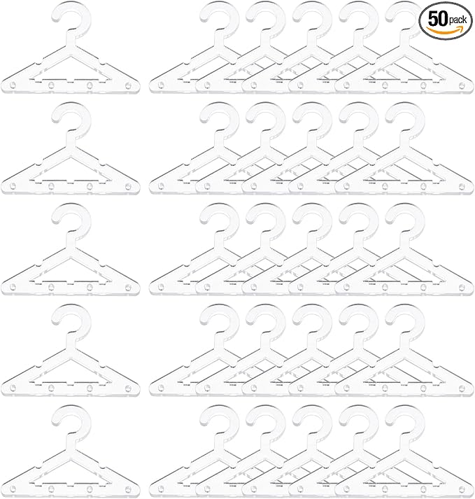 PATIKIL 50pcs Clothes Hanger Earring Holder, Mini Acrylic Coat Hangers Earring Hangers Hanger Rack for Earring Holder Organizer Stand Studs, Transparent